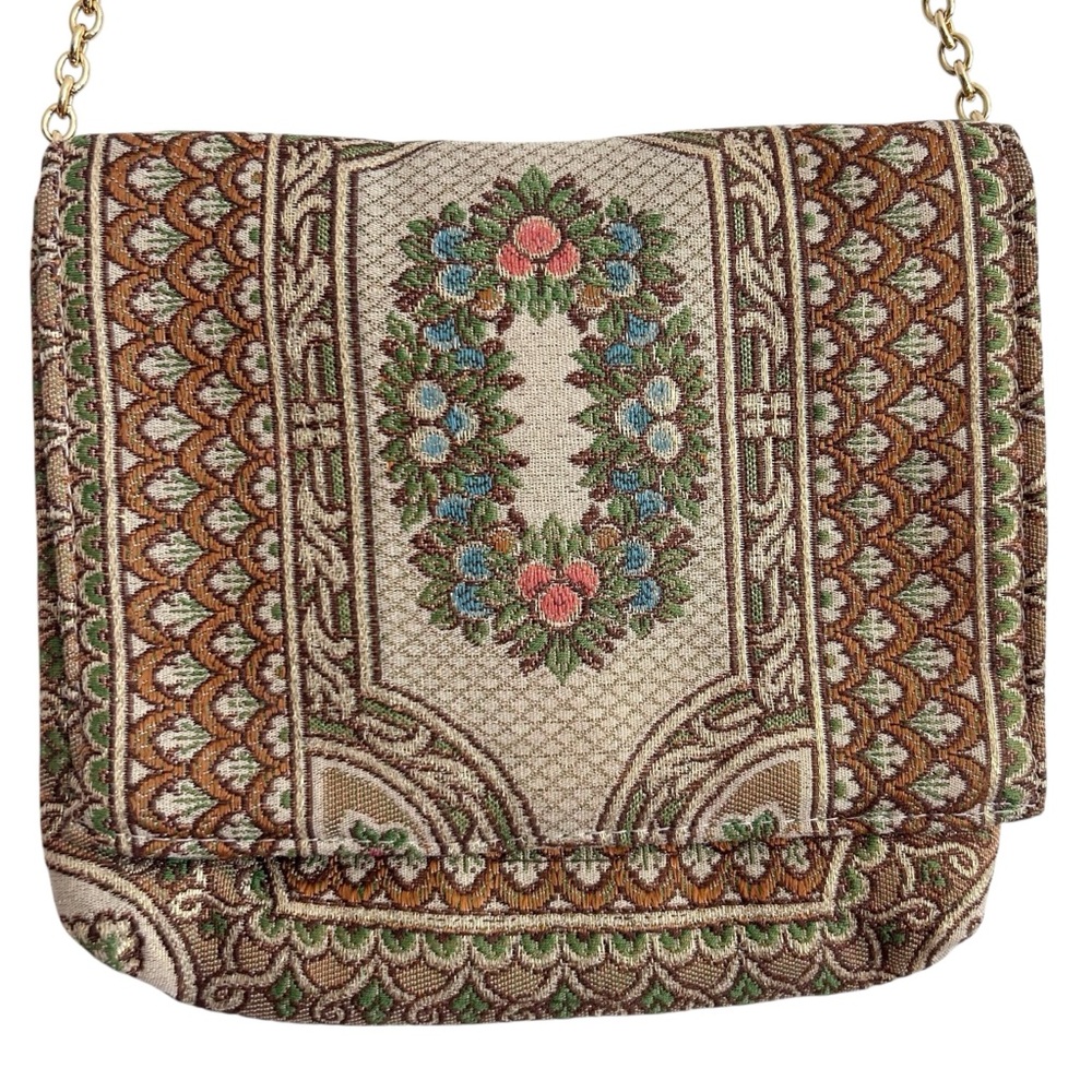 Vintage Walborg Italy Floral Tapestry Shoulder Bag Purse